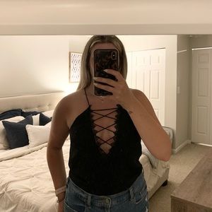 Lace crisscross blouse